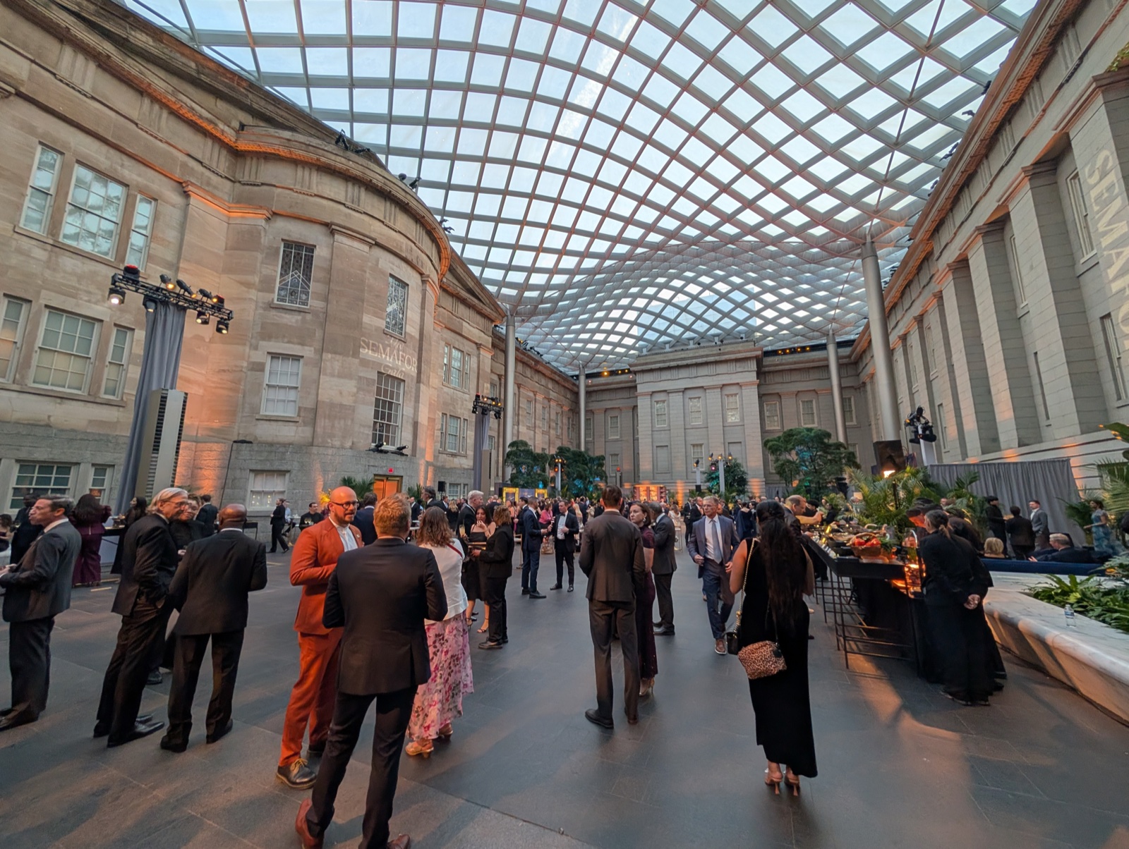 Semafor Gala under the Kogod Courtyard glass roof at the Smithsonian